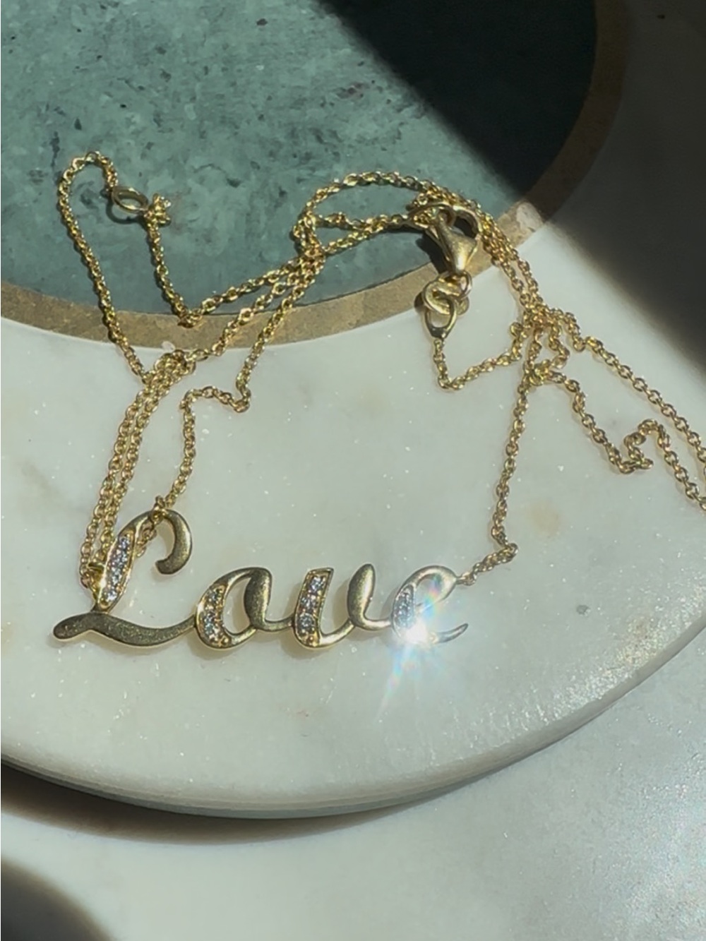 Bony Levy Solid 18k Solid Yellow Gold Diamond Love Pendant Necklace